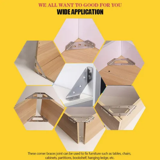 Conector de Canto de Aço Inoxidável Ângulo de 90° para Móveis Universal Kit 15 cant. 105 paraf. F-567 Saint Plus - Imagem 4