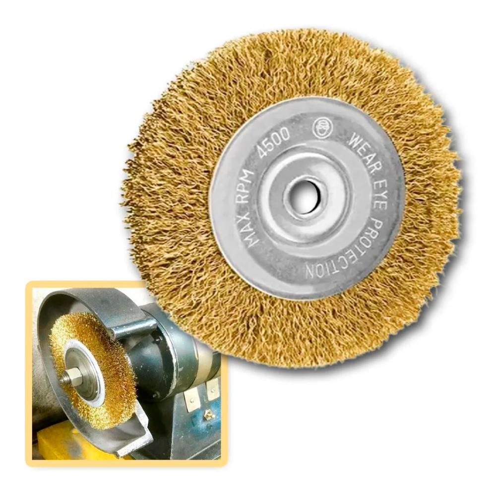 Escova de Aço Circular 6" x 7/8" para Moto Esmeril Esmerilhadeira Banco Bancada F-565 Saint Plus