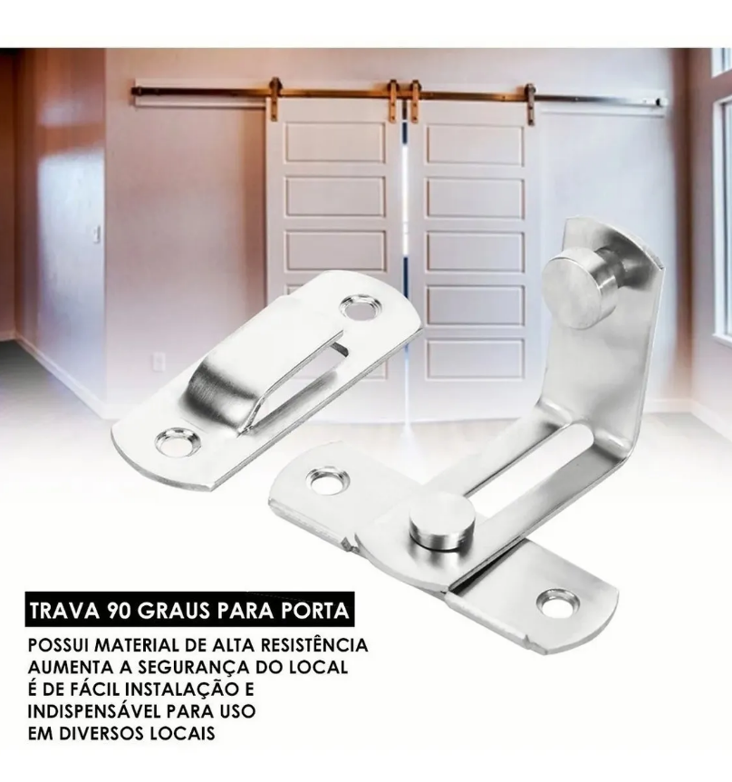 Trava de Segurança 90 graus 24 x 62 x 70 mm. Com Parafuso Canto Porta Janela Tranca F-490 Saint Plus - Imagem 2