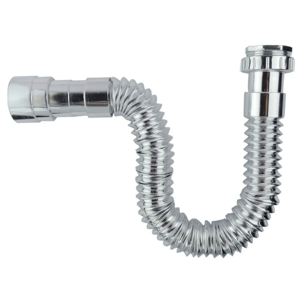 Sifão Metalizado Universal Cromado Flexível 80 cm. 50/48/40/38mm 7/8" 1.1/4" 1.1/2" C-188 Saint Plus