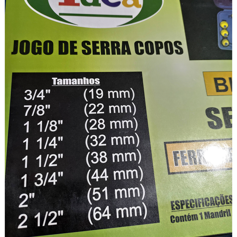 Serra Copo para Metal Ferro Aco 19/22/28/32/38/44/51/64 mm. Jogo 11 pcs. com Maleta ID-5478H Idea - Imagem 4