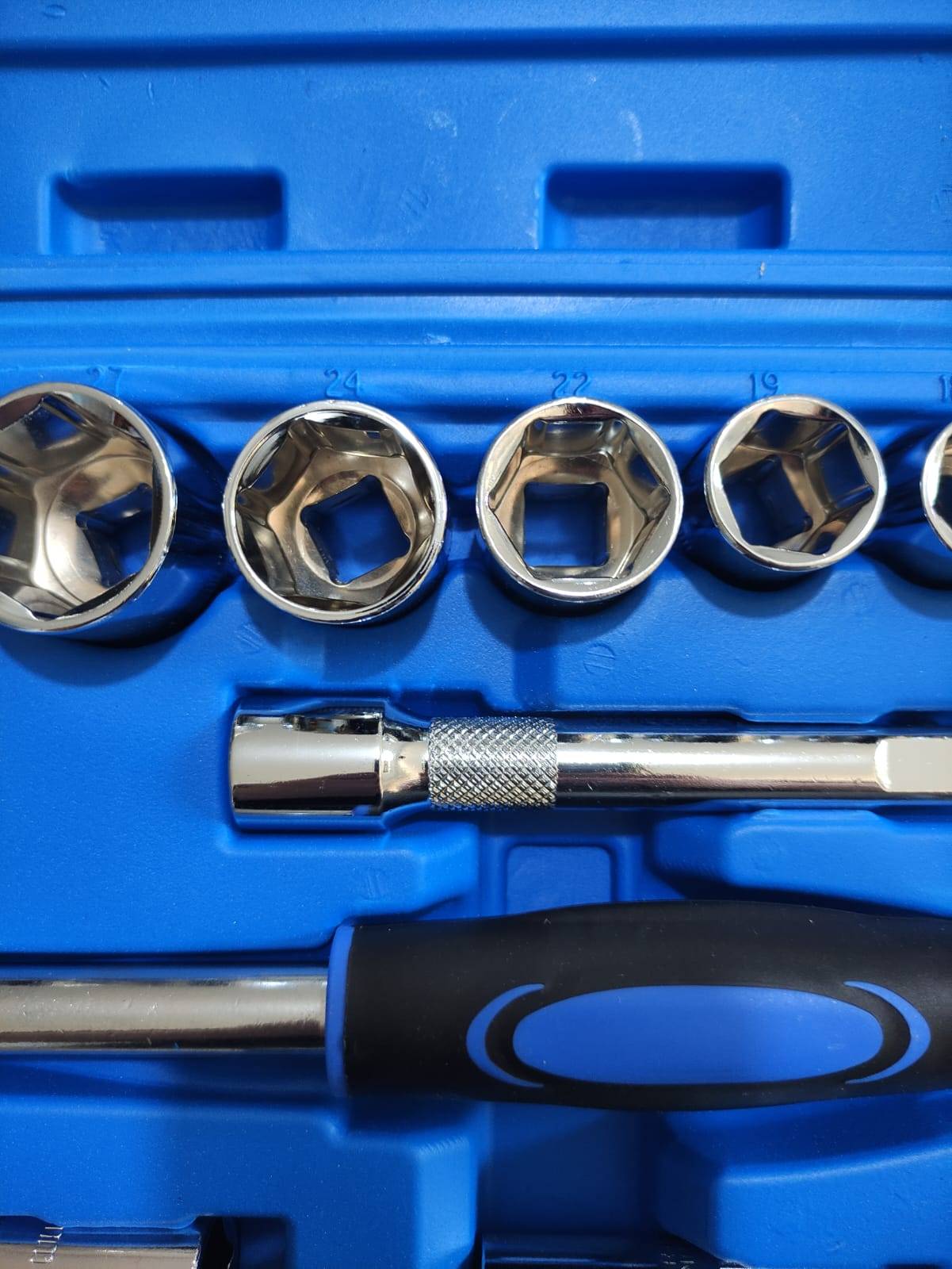 Kit Soquete c/ Catraca Sextavado Jogo 22 peças + Maleta ID-2847K Idea - Imagem 2