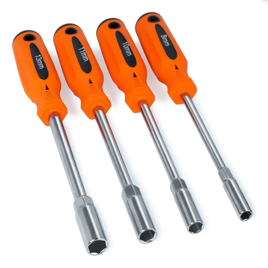 Kit 4 Chaves Canhão Soquete Sextavado CRV – 8mm, 10mm, 11mm e 13mm (Cabo Emborrachado) - Imagem 2