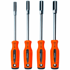 Kit 4 Chaves Canhão Soquete Sextavado CRV – 8mm, 10mm, 11mm e 13mm (Cabo Emborrachado)