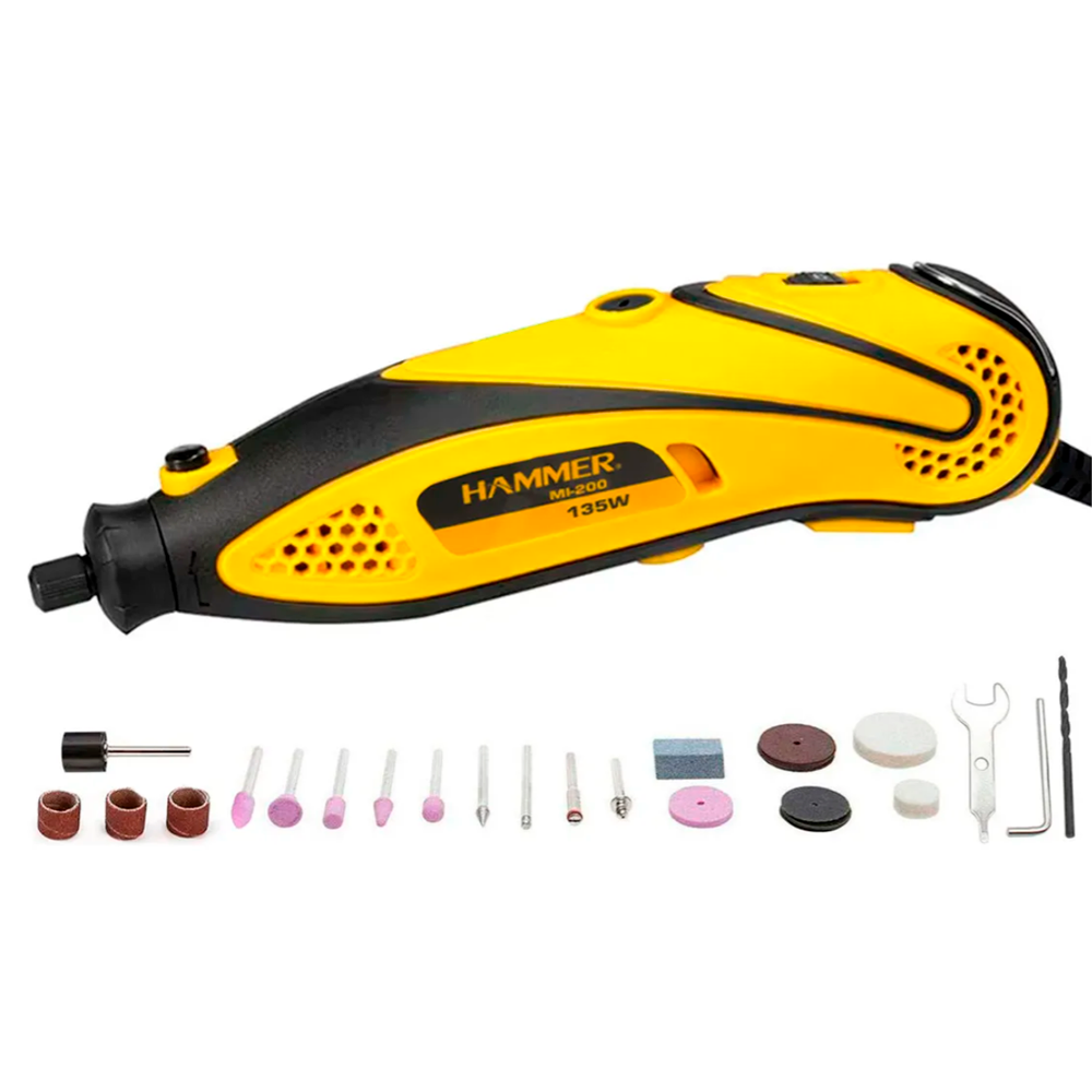 Micro Retífica 135W com 40 acessórios 127V Hammer Desbastar Lixar Furar Gravar Entalhar Amolar Polir Lustrar e Cortar - Imagem 2