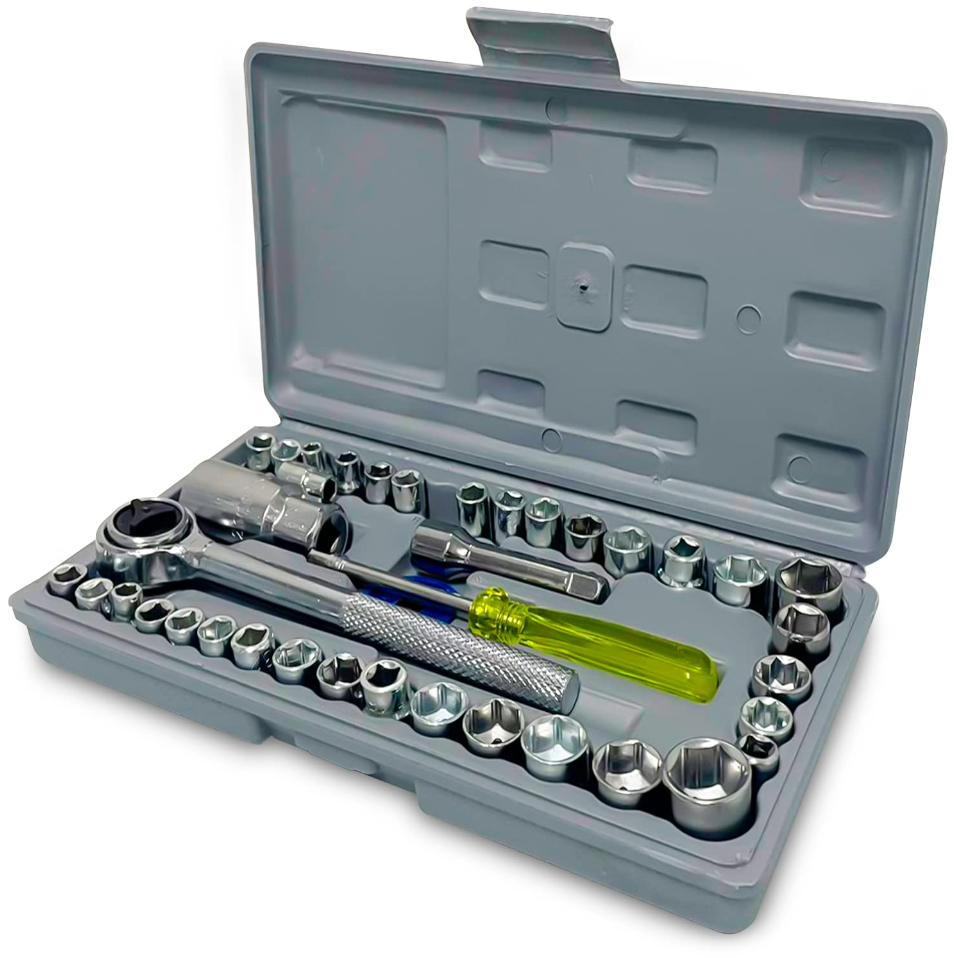 Soquete c/Catraca Sextavado Jogo 40 peças + Maleta ID-9286KT Idea - Imagem 3