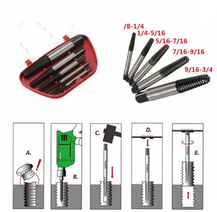 Extrator de Parafusos Kit 5 peças A-313 Saint Plus