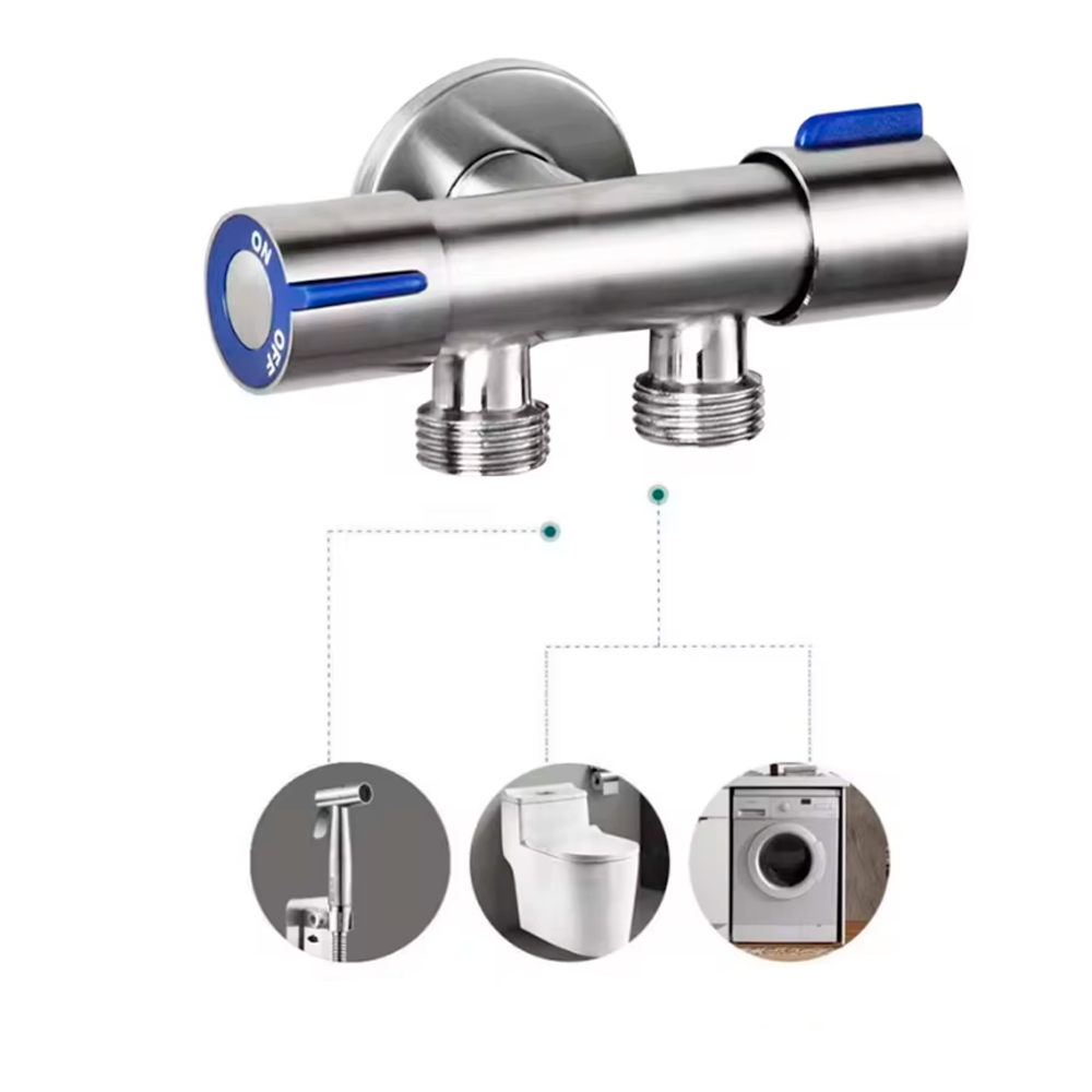 Válvula de Controle Duplo 1 Entrada e 2 Saídas Cromado F-437 Saint Plus - Imagem 2