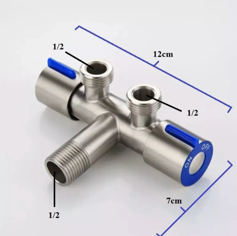 Válvula de Controle Duplo 1 Entrada e 2 Saídas Cromado F-437 Saint Plus - Imagem 4