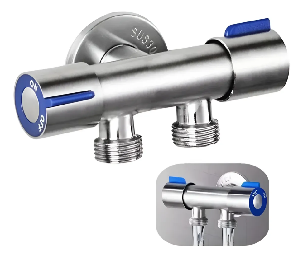 Válvula de Controle Duplo 1 Entrada e 2 Saídas Cromado F-437 Saint Plus - Imagem 8